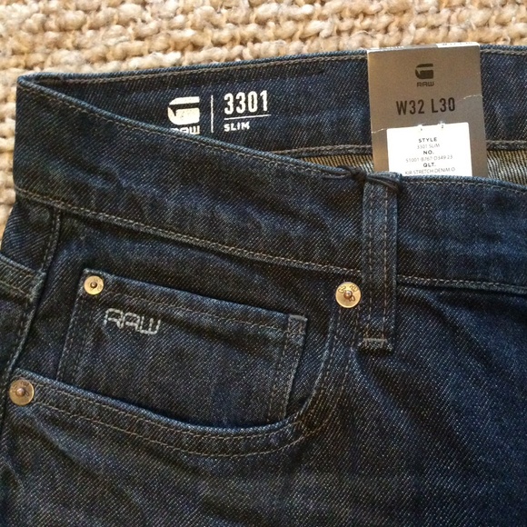 Men's G-Star Raw Jeans | Size 32 | Style 3301 Slim | 5 pockets | Button Fly - Picture 2 of 13